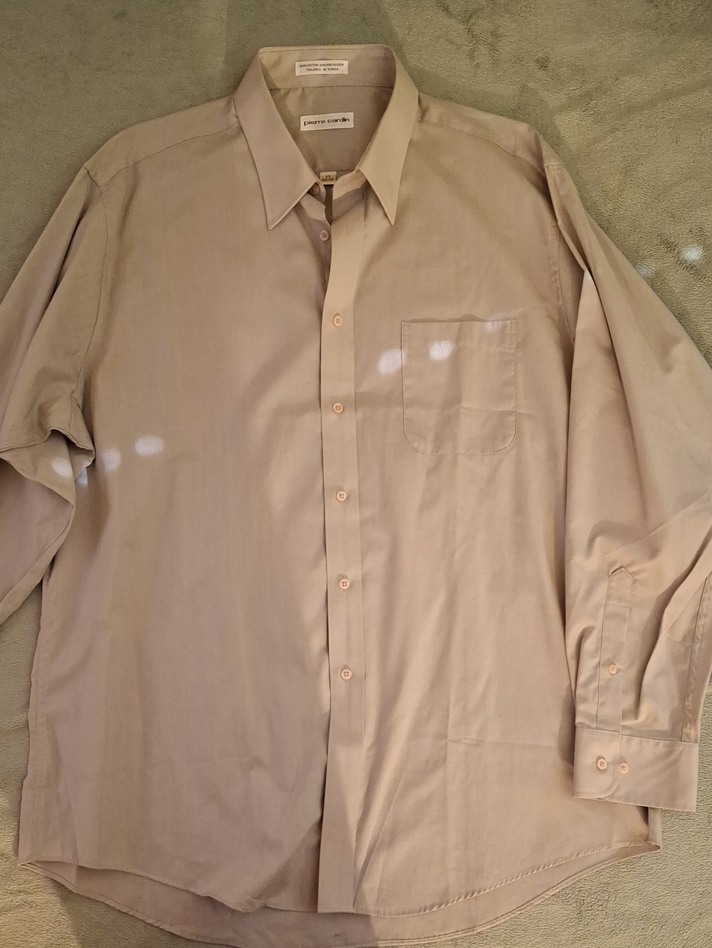 Pierre Cardin Men's Light Beige Long-Sleeve Dress Shirt